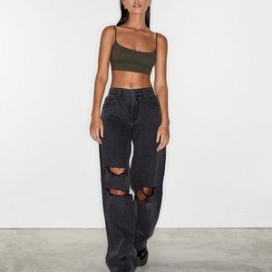 Motel Rips Parallel Jeans - Black Wash
